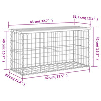 Thumbnail for Gartenbank aus Gabionen 83x31,5x42 cm Massivholz Kiefer