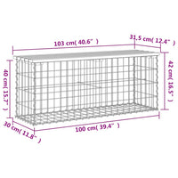 Thumbnail for Gartenbank aus Gabionen 103x31,5x42 cm Massivholz Kiefer