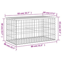 Thumbnail for Gartenbank aus Gabionen 83x44x42 cm Massivholz Kiefer