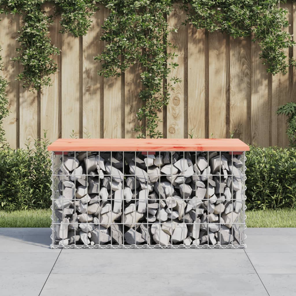 Gartenbank aus Gabionen 83x44x42 cm Massivholz Douglasie