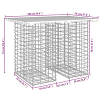 Thumbnail for Gartenbank aus Gabionen 100x70x72 cm Massivholz Kiefer