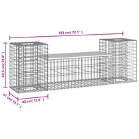 Thumbnail for Gartenbank aus Gabionen 183x41x60,5 cm Massivholz Kiefer