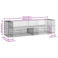 Thumbnail for Gartenbank aus Gabionen 244x71x65,5 cm Massivholz Kiefer