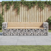 Thumbnail for Gartenbank aus Gabionen 244x71x65,5 cm Massivholz Kiefer