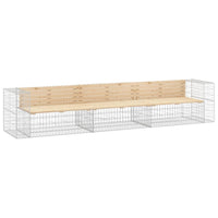 Thumbnail for Gartenbank aus Gabionen 347x71x65,5 cm Massivholz Kiefer