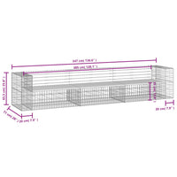 Thumbnail for Gartenbank aus Gabionen 347x71x65,5 cm Massivholz Kiefer