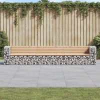 Thumbnail for Gartenbank aus Gabionen 347x71x65,5 cm Massivholz Kiefer