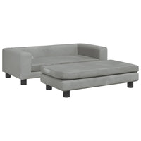 Thumbnail for Kindersofa mit Hocker Hellgrau 100x50x30 cm Samt