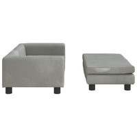 Thumbnail for Kindersofa mit Hocker Hellgrau 100x50x30 cm Samt