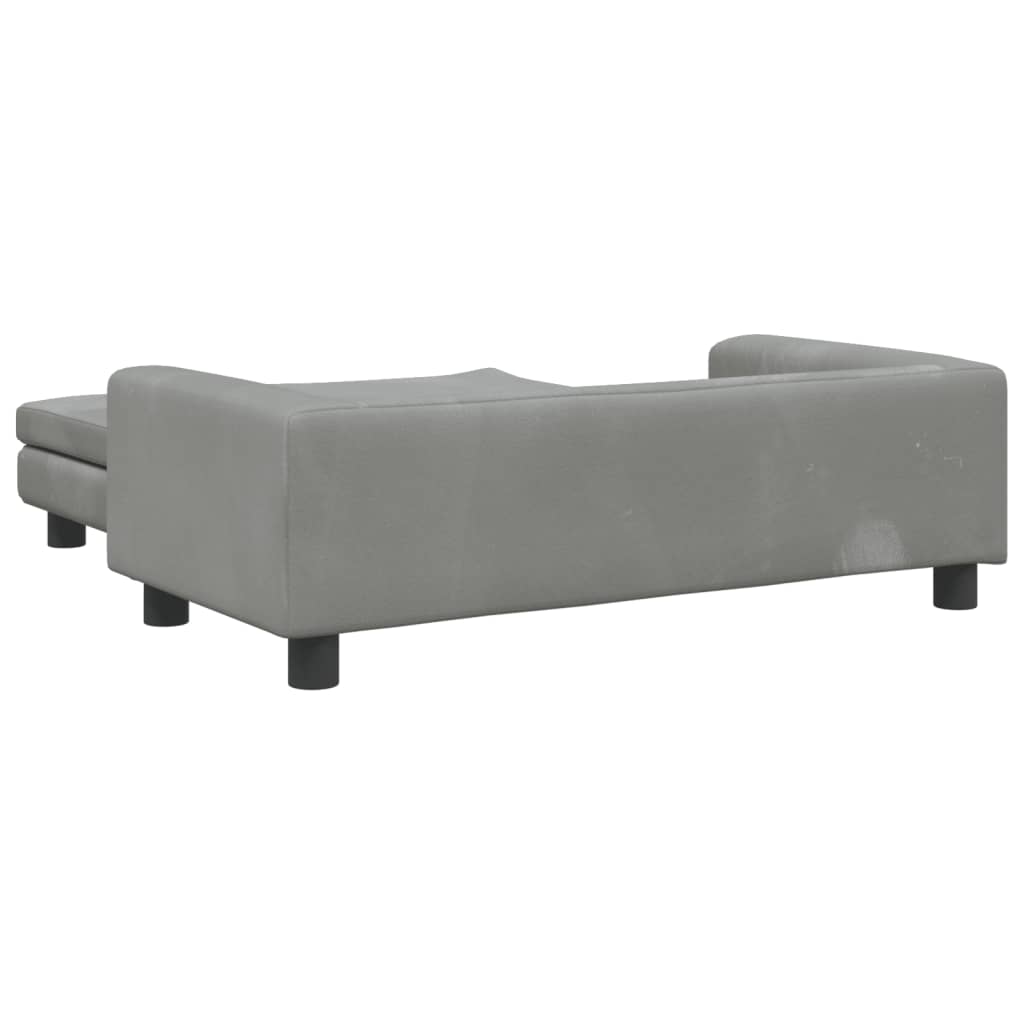 Kindersofa mit Hocker Hellgrau 100x50x30 cm Samt