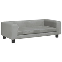 Thumbnail for Kindersofa mit Hocker Hellgrau 100x50x30 cm Samt