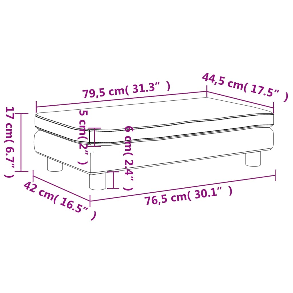 Kindersofa mit Hocker Hellgrau 100x50x30 cm Samt
