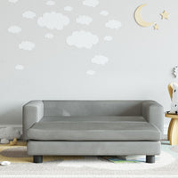 Thumbnail for Kindersofa mit Hocker Hellgrau 100x50x30 cm Samt