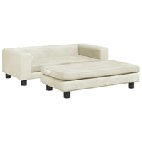 Thumbnail for Kindersofa mit Hocker Creme 100x50x30 cm Samt