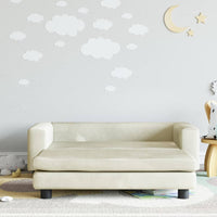 Thumbnail for Kindersofa mit Hocker Creme 100x50x30 cm Samt