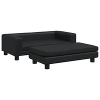 Thumbnail for Kindersofa mit Hocker Schwarz 100x50x30 cm Kunstleder