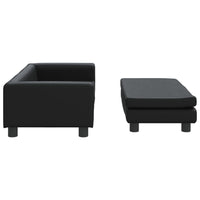 Thumbnail for Kindersofa mit Hocker Schwarz 100x50x30 cm Kunstleder