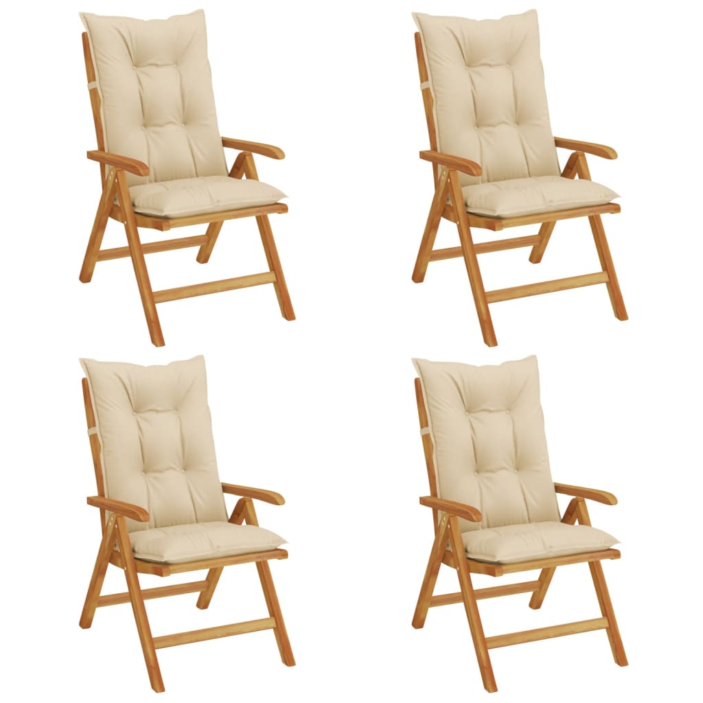 Gartenstühle mit Kissen 4 Stk. Massivholz Teak