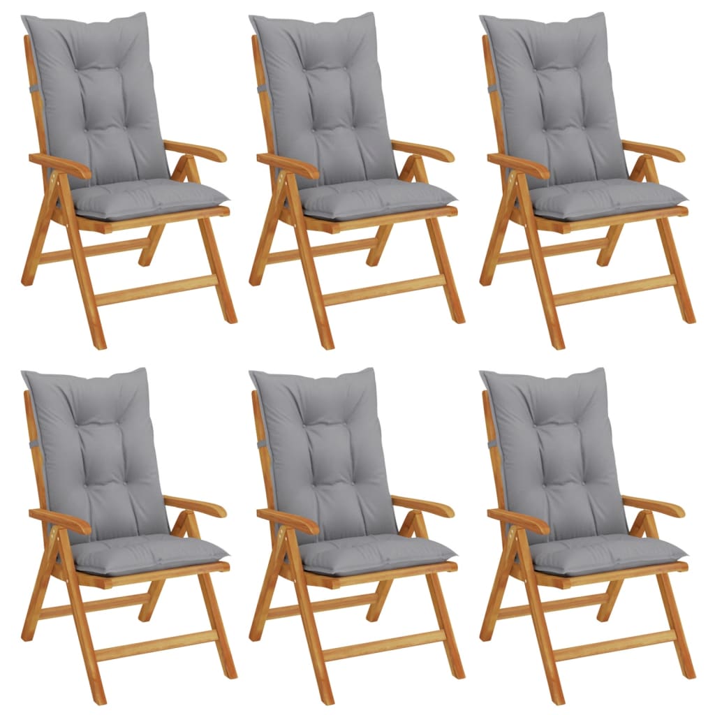 Gartenstühle mit Kissen 6 Stk. Massivholz Teak