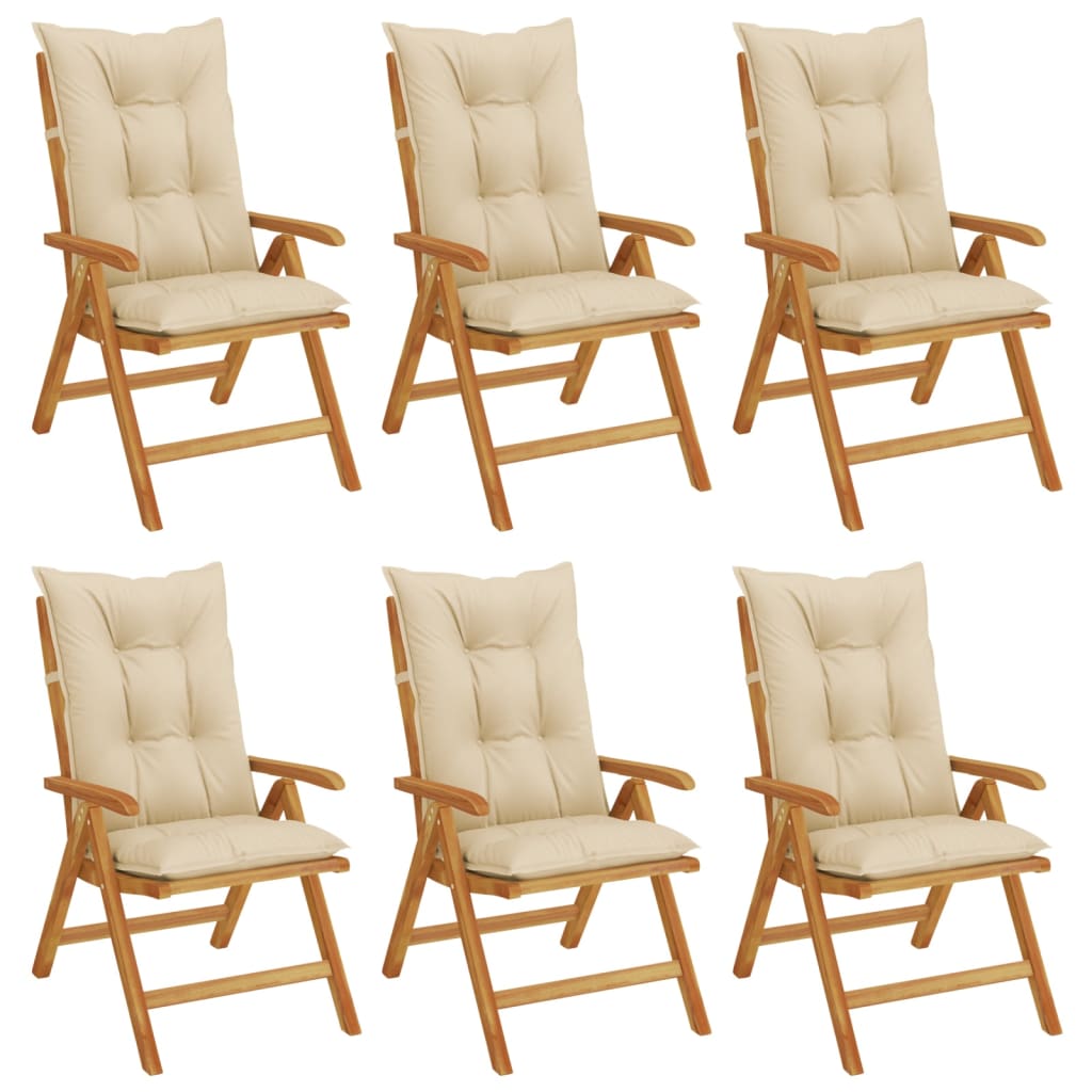 Gartenstühle mit Kissen 6 Stk. Massivholz Teak