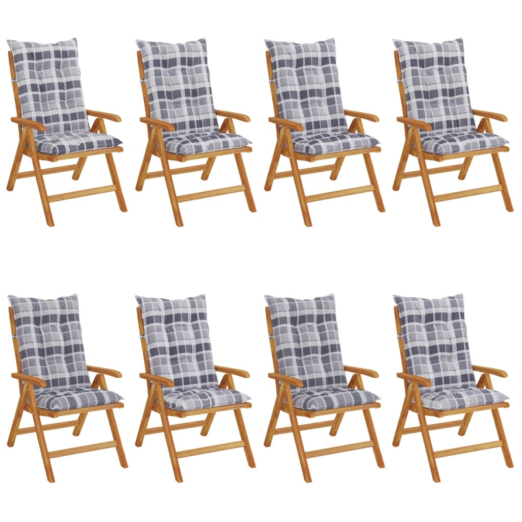 Gartenstühle mit Auflagen 8 Stk. Massivholz Teak