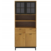 Thumbnail for Highboard mit Glastüren FLAM 80x40x180 cm Massivholz Kiefer