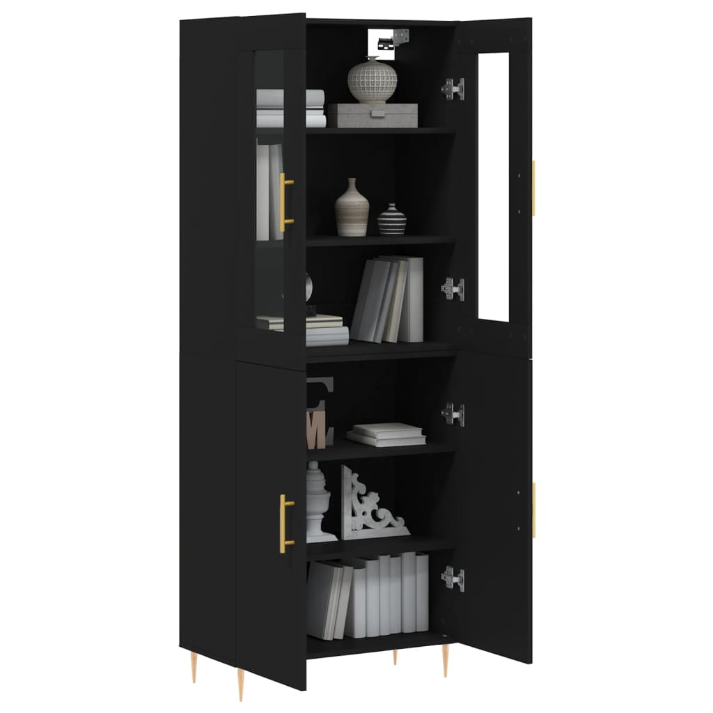 Highboard Schwarz 69,5x34x180 cm Holzwerkstoff