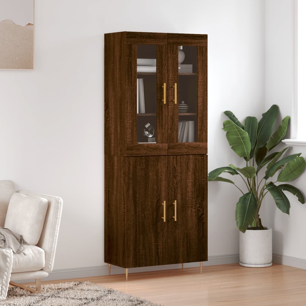 Highboard Braun Eichen-Optik 69,5x34x180 cm Holzwerkstoff