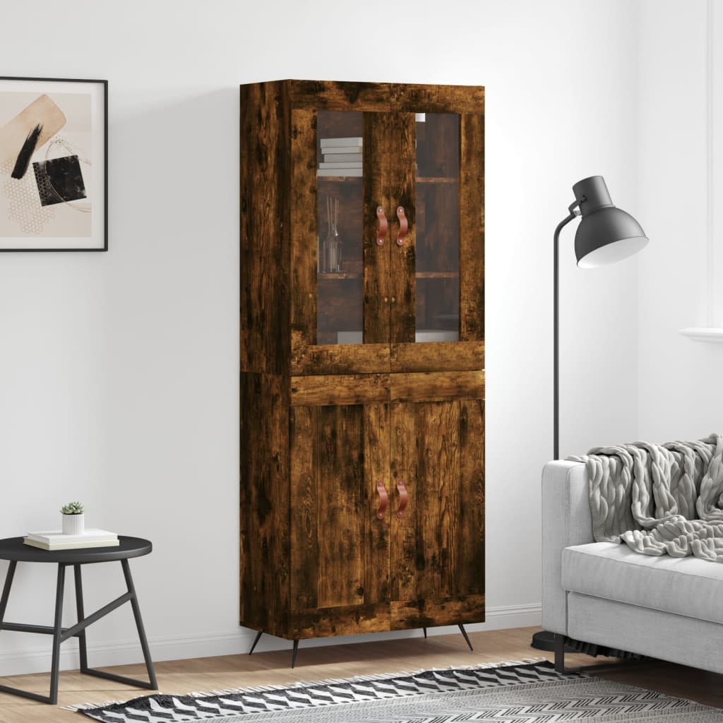 Highboard Räuchereiche 69,5x34x180 cm Holzwerkstoff