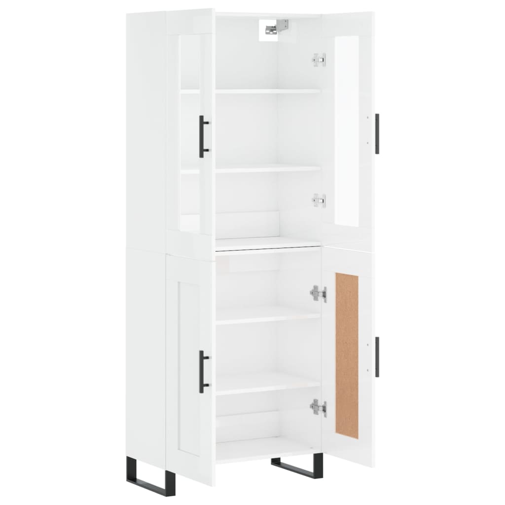 Highboard Hochglanz-Weiß 69,5x34x180 cm Holzwerkstoff