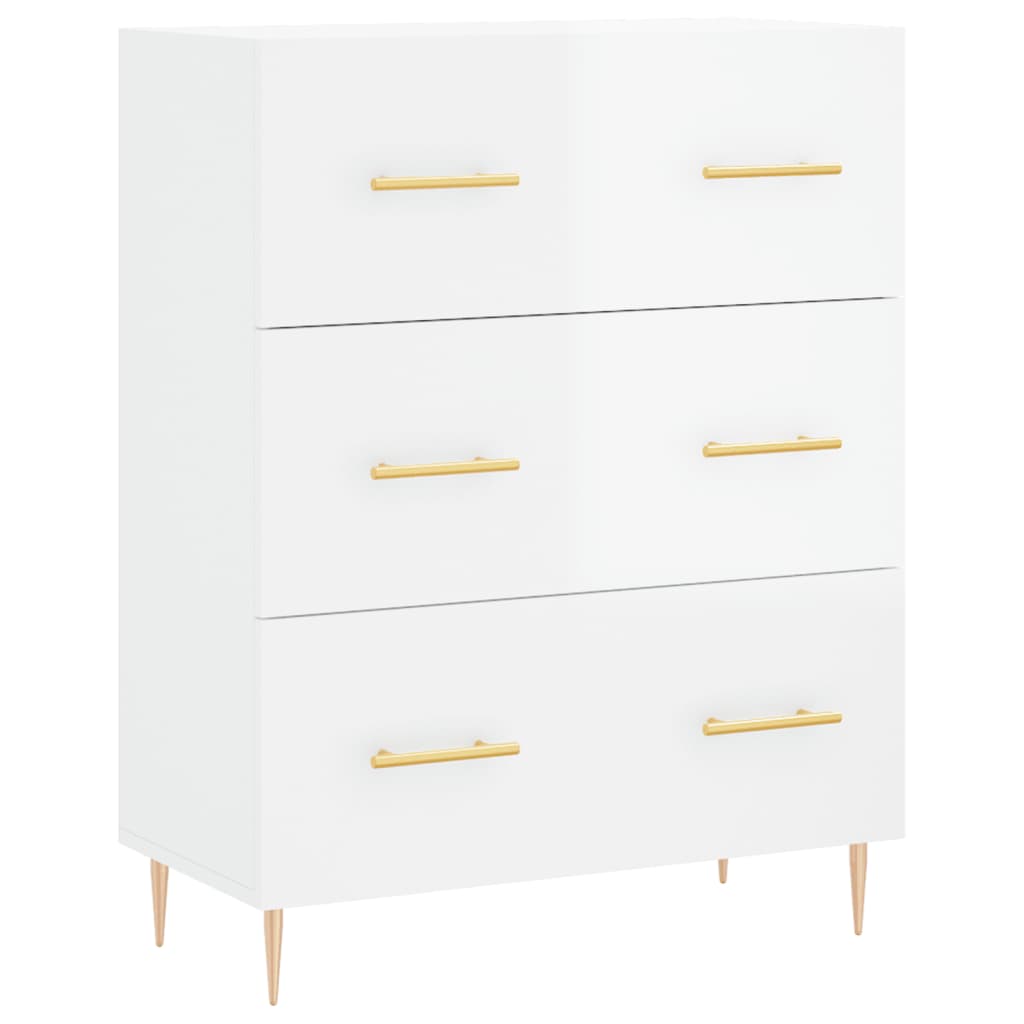 Highboard Hochglanz-Weiß 69,5x34x180 cm Holzwerkstoff