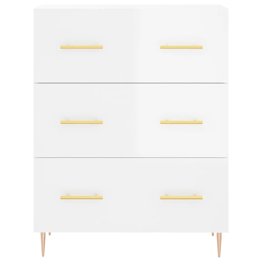 Highboard Hochglanz-Weiß 69,5x34x180 cm Holzwerkstoff