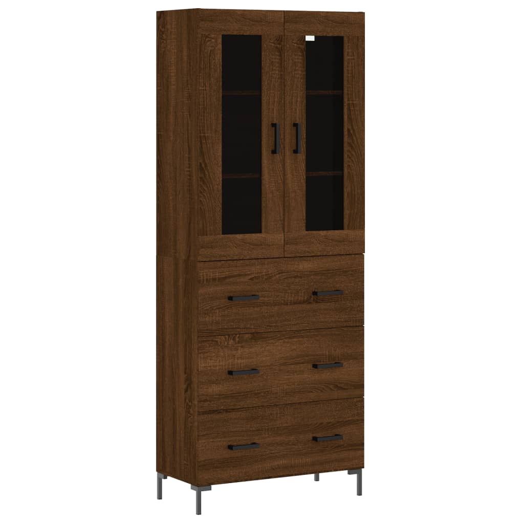 Highboard Braun Eichen-Optik 69,5x34x180 cm Holzwerkstoff