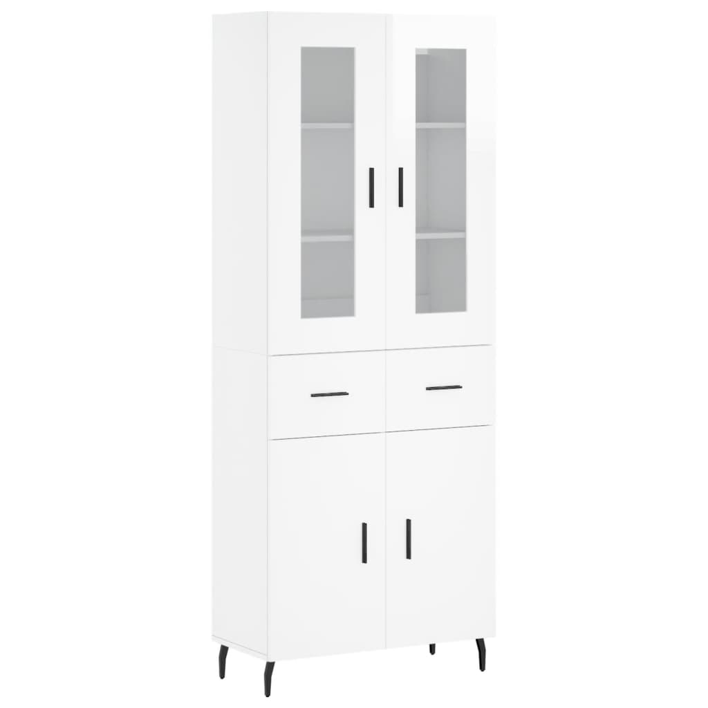 Highboard Hochglanz-Weiß 69,5x34x180 cm Holzwerkstoff