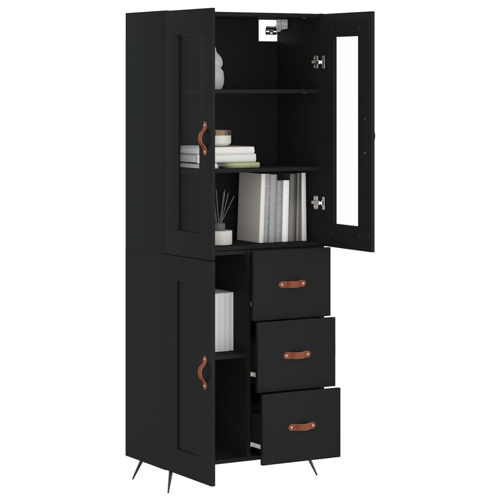 Highboard Schwarz 69,5x34x180 cm Holzwerkstoff