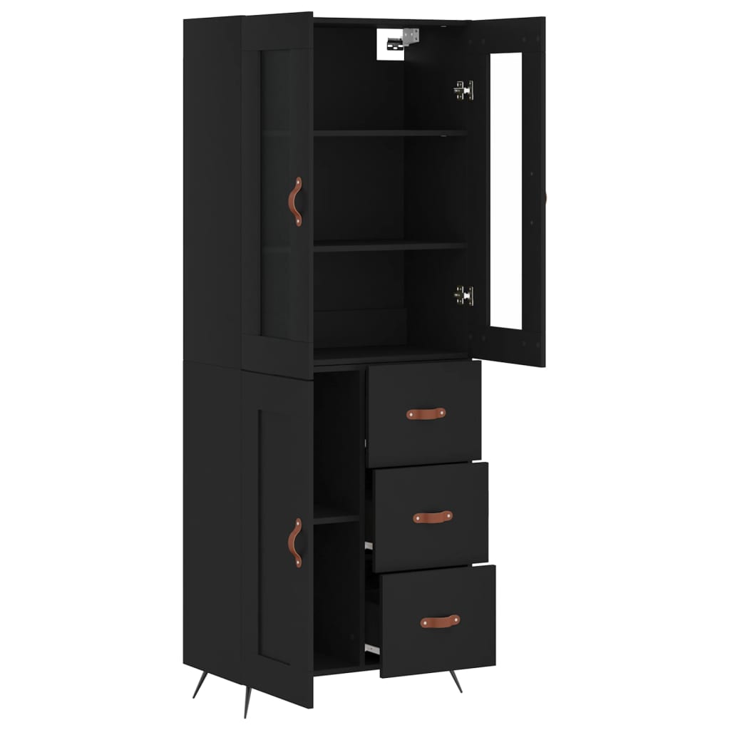 Highboard Schwarz 69,5x34x180 cm Holzwerkstoff