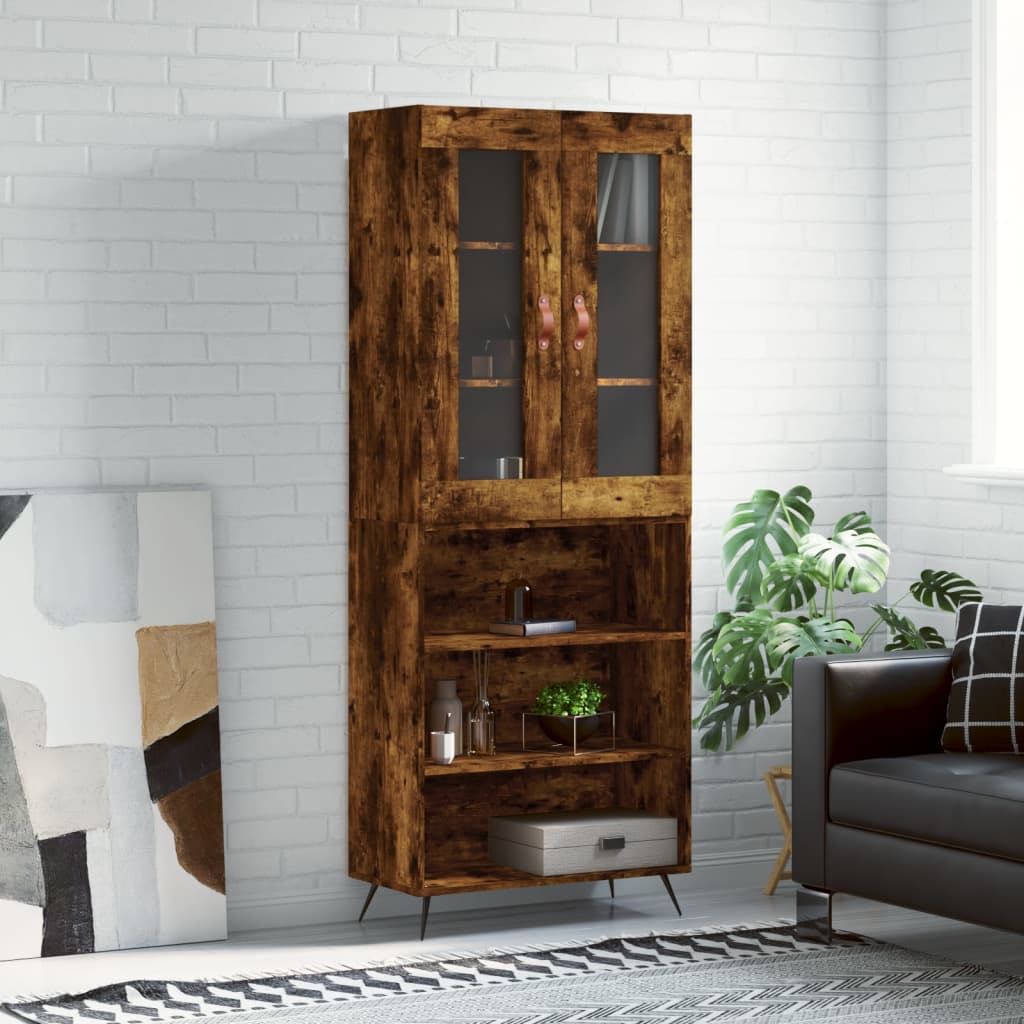 Highboard Räuchereiche 69,5x34x180 cm Holzwerkstoff