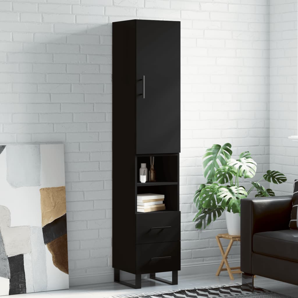 Highboard Schwarz 34,5x34x180 cm Holzwerkstoff
