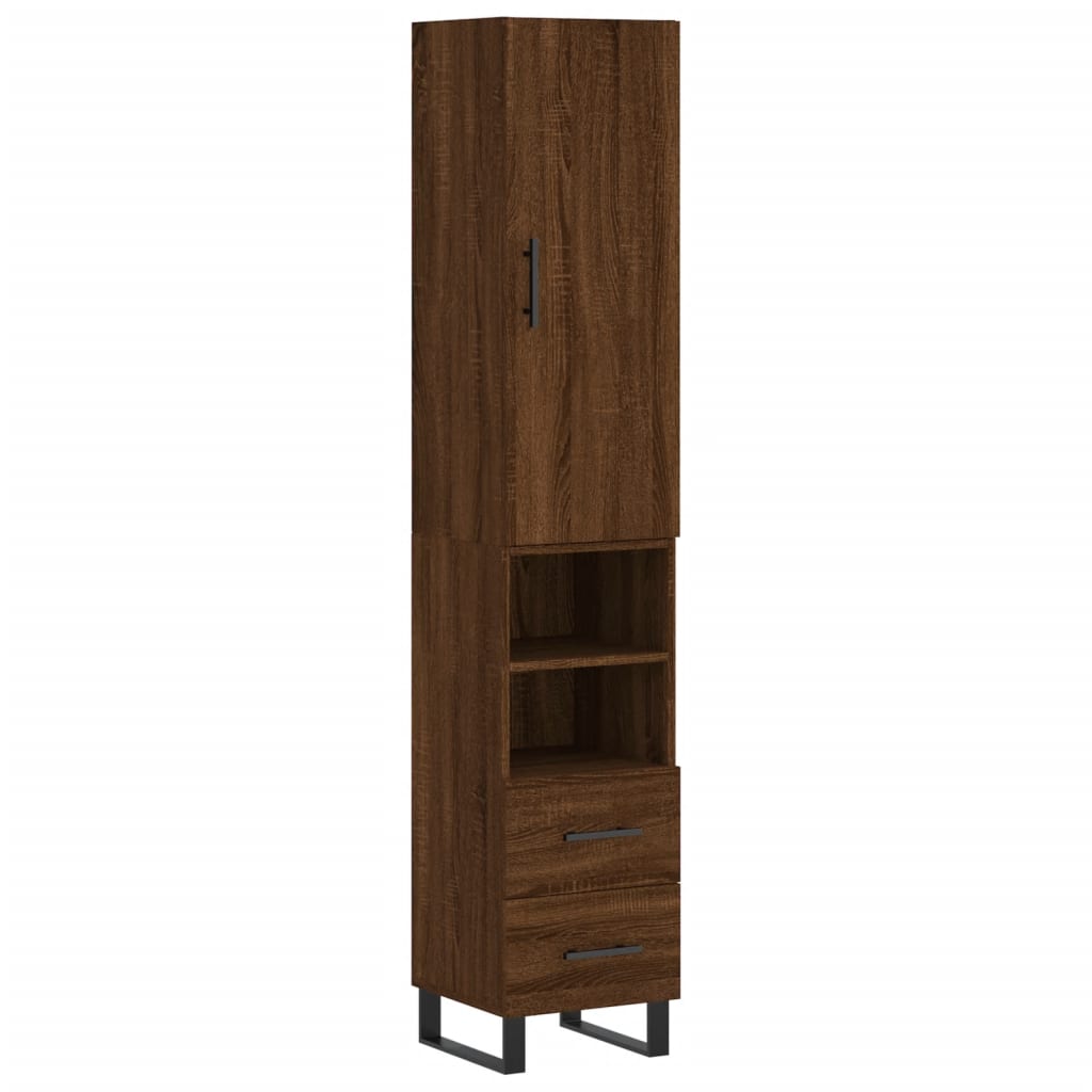 Highboard Braun Eichen-Optik 34,5x34x180 cm Holzwerkstoff