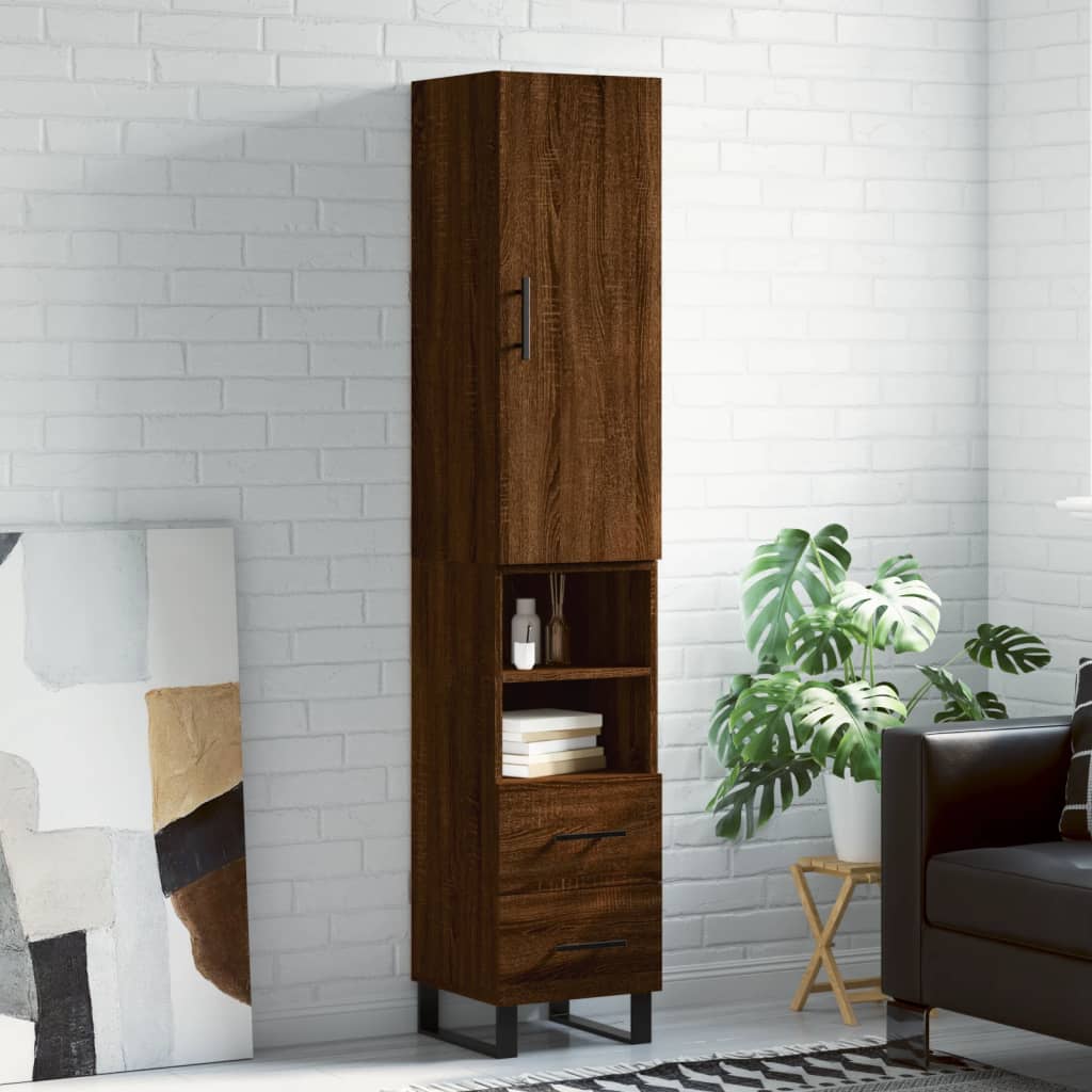 Highboard Braun Eichen-Optik 34,5x34x180 cm Holzwerkstoff