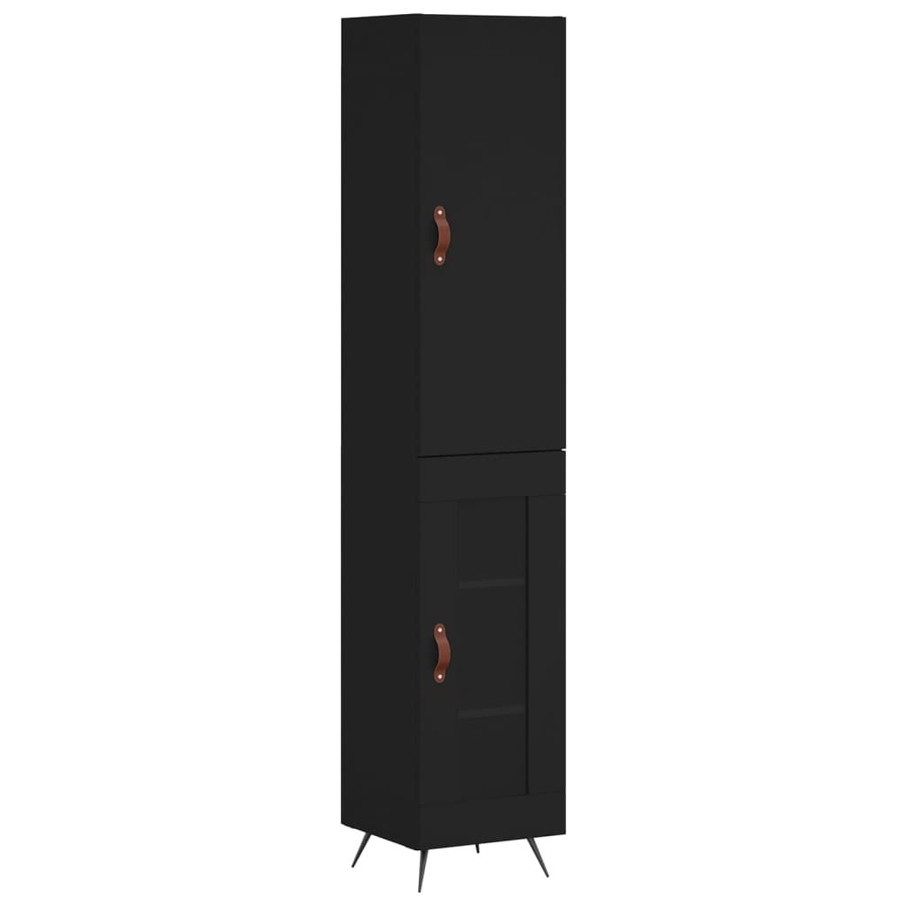 Highboard Schwarz 34,5x34x180 cm Holzwerkstoff