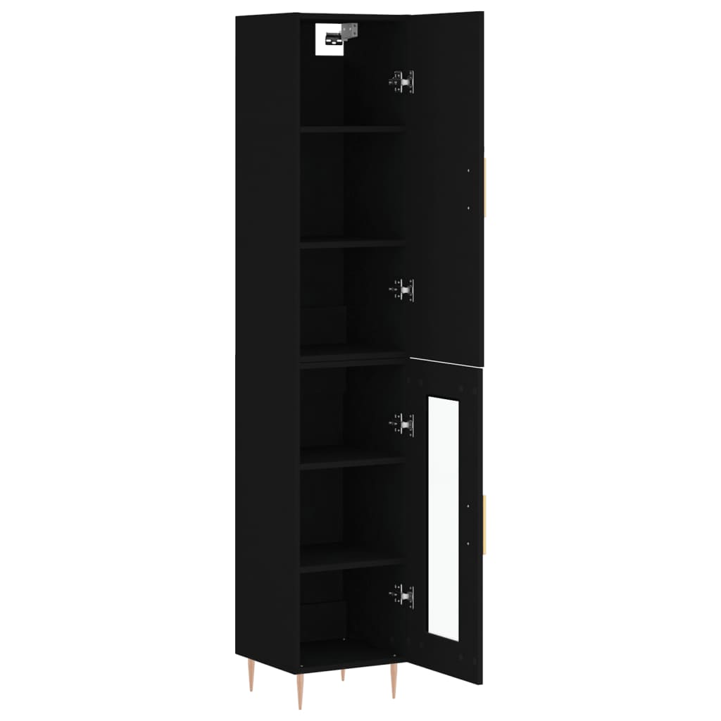Highboard Schwarz 34,5x34x180 cm Holzwerkstoff