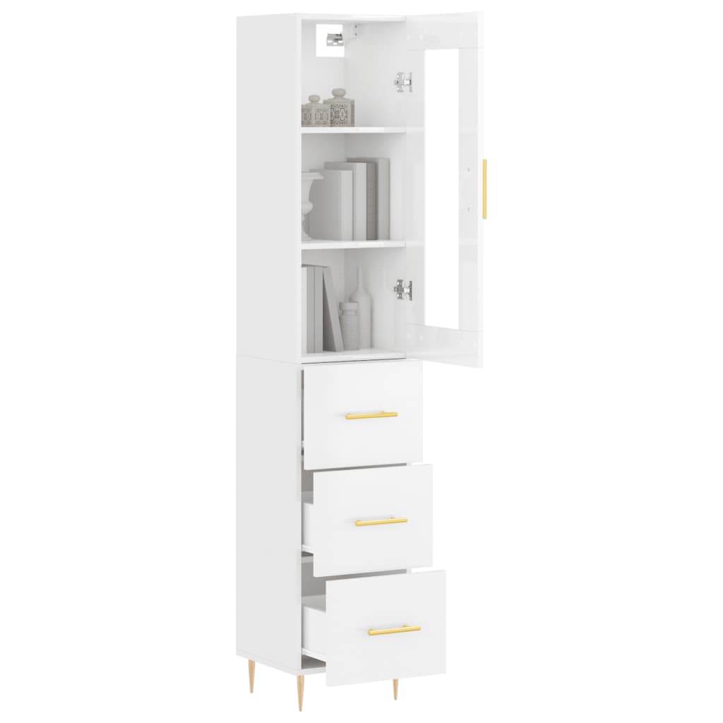 Highboard Hochglanz-Weiß 34,5x34x180 cm Holzwerkstoff