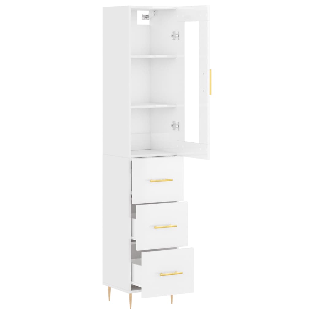 Highboard Hochglanz-Weiß 34,5x34x180 cm Holzwerkstoff