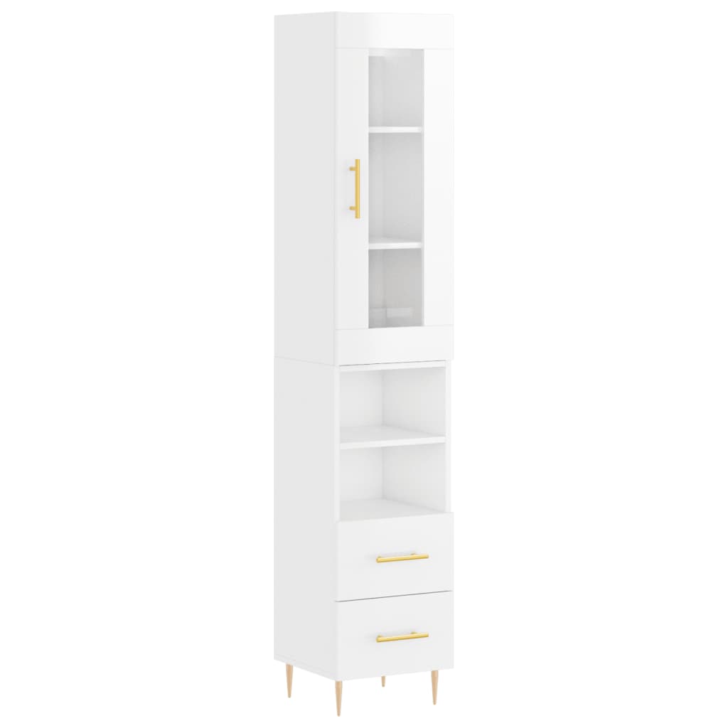 Highboard Hochglanz-Weiß 34,5x34x180 cm Holzwerkstoff