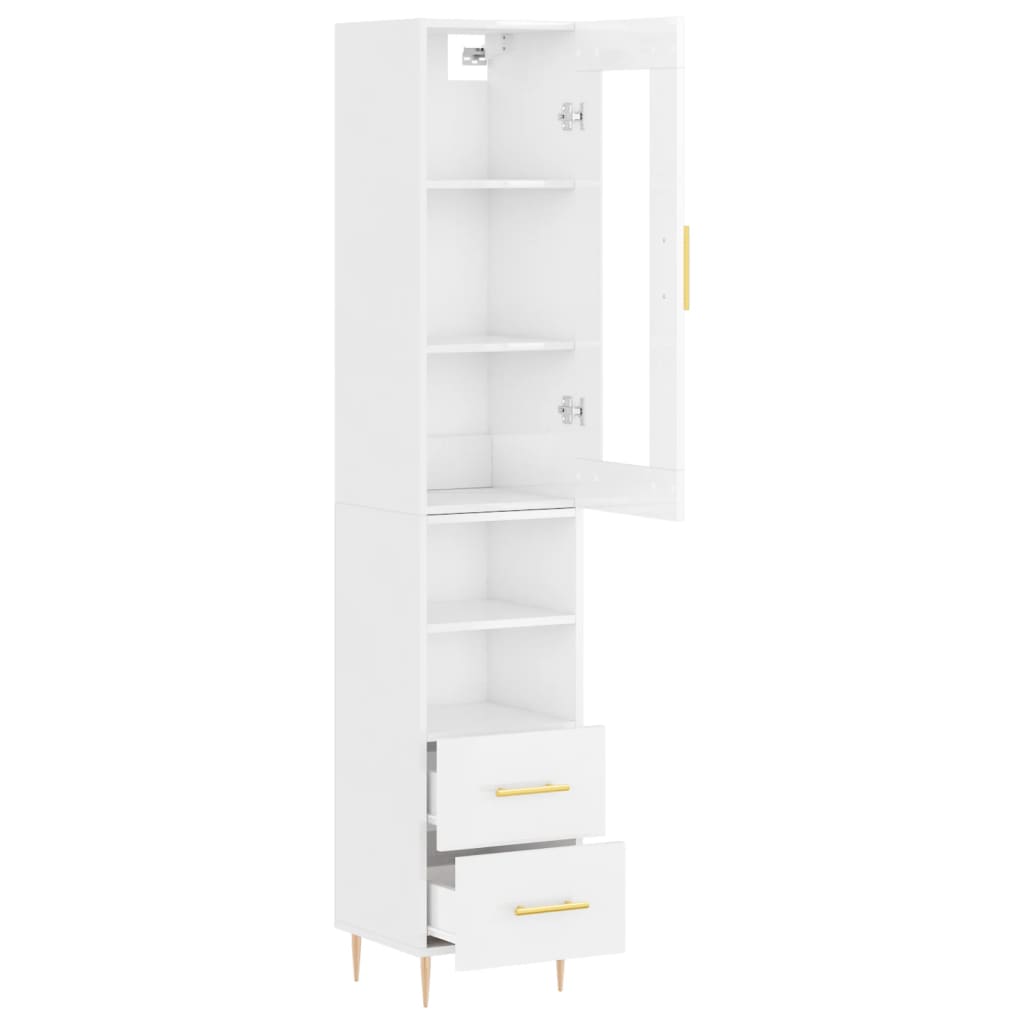 Highboard Hochglanz-Weiß 34,5x34x180 cm Holzwerkstoff