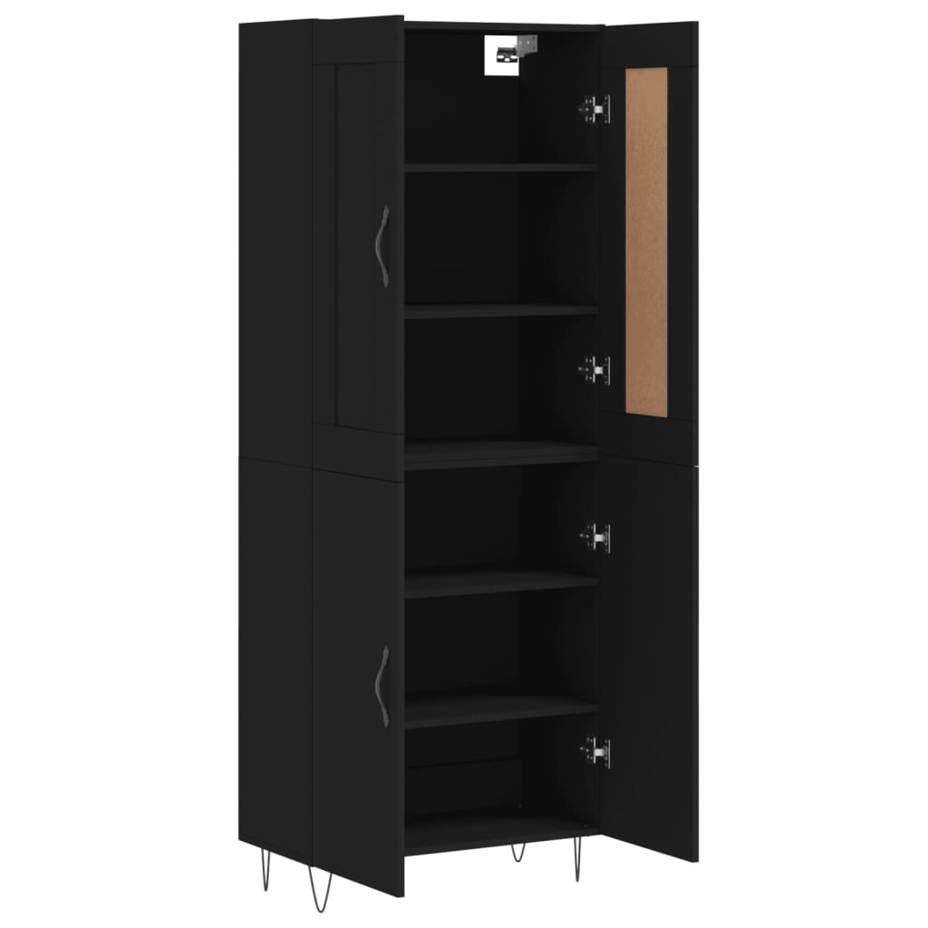 Highboard Schwarz 69,5x34x180 cm Holzwerkstoff