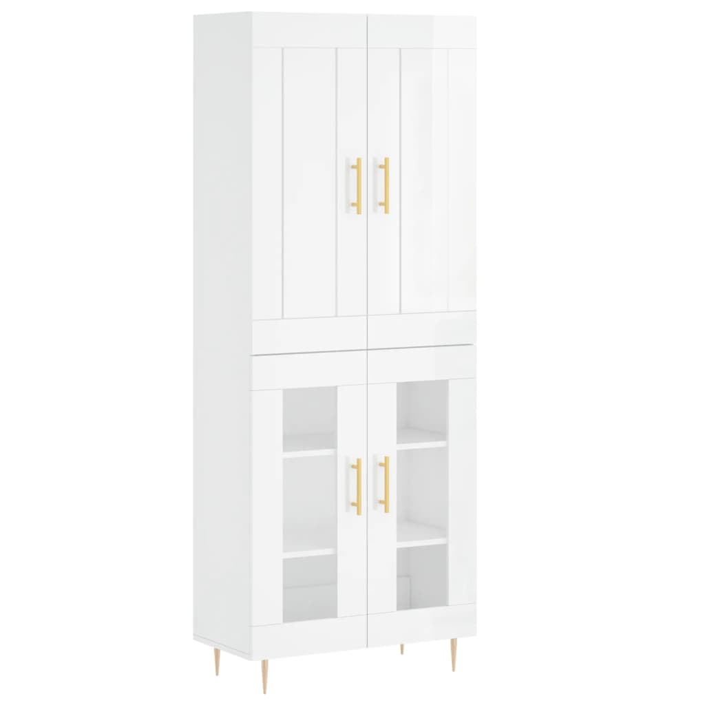 Highboard Hochglanz-Weiß 69,5x34x180 cm Holzwerkstoff