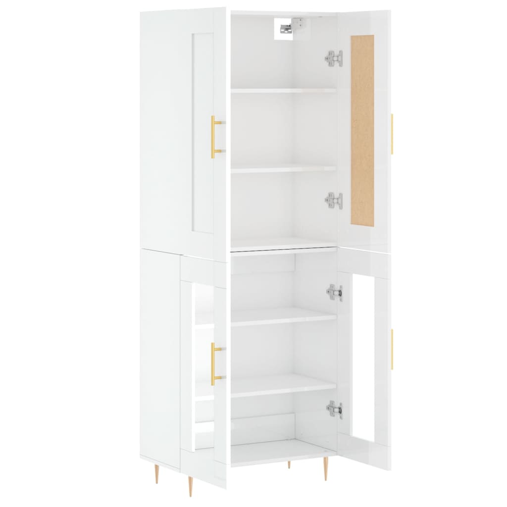 Highboard Hochglanz-Weiß 69,5x34x180 cm Holzwerkstoff
