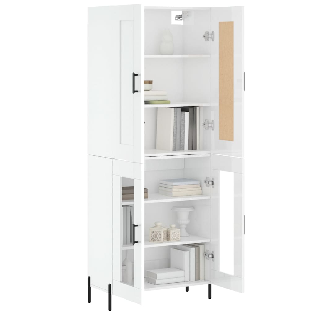 Highboard Hochglanz-Weiß 69,5x34x180 cm Holzwerkstoff